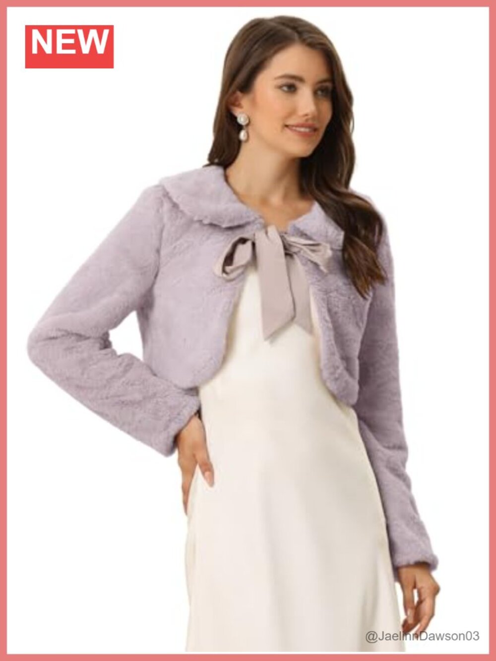 Faux Fur Bolero Shrug Crop Jacket Bow Tie Evening Party Coat